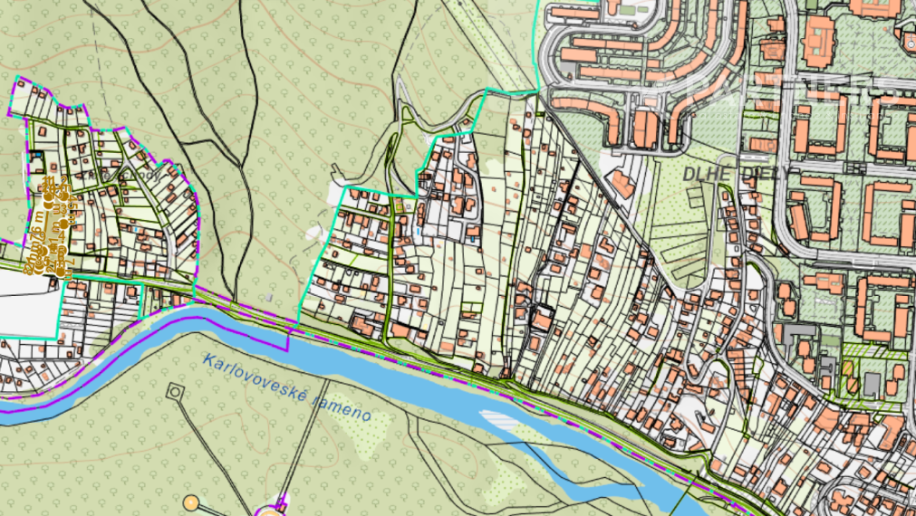 STAVEBNÝ POZEMOK PRE RODINNÉ DOMY, DEVÍNSKA CESTA, 3390 m2, VŠETKY IS